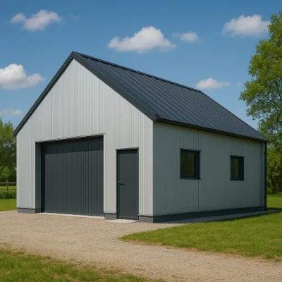 Nowoczesny garaż z płyt PIR